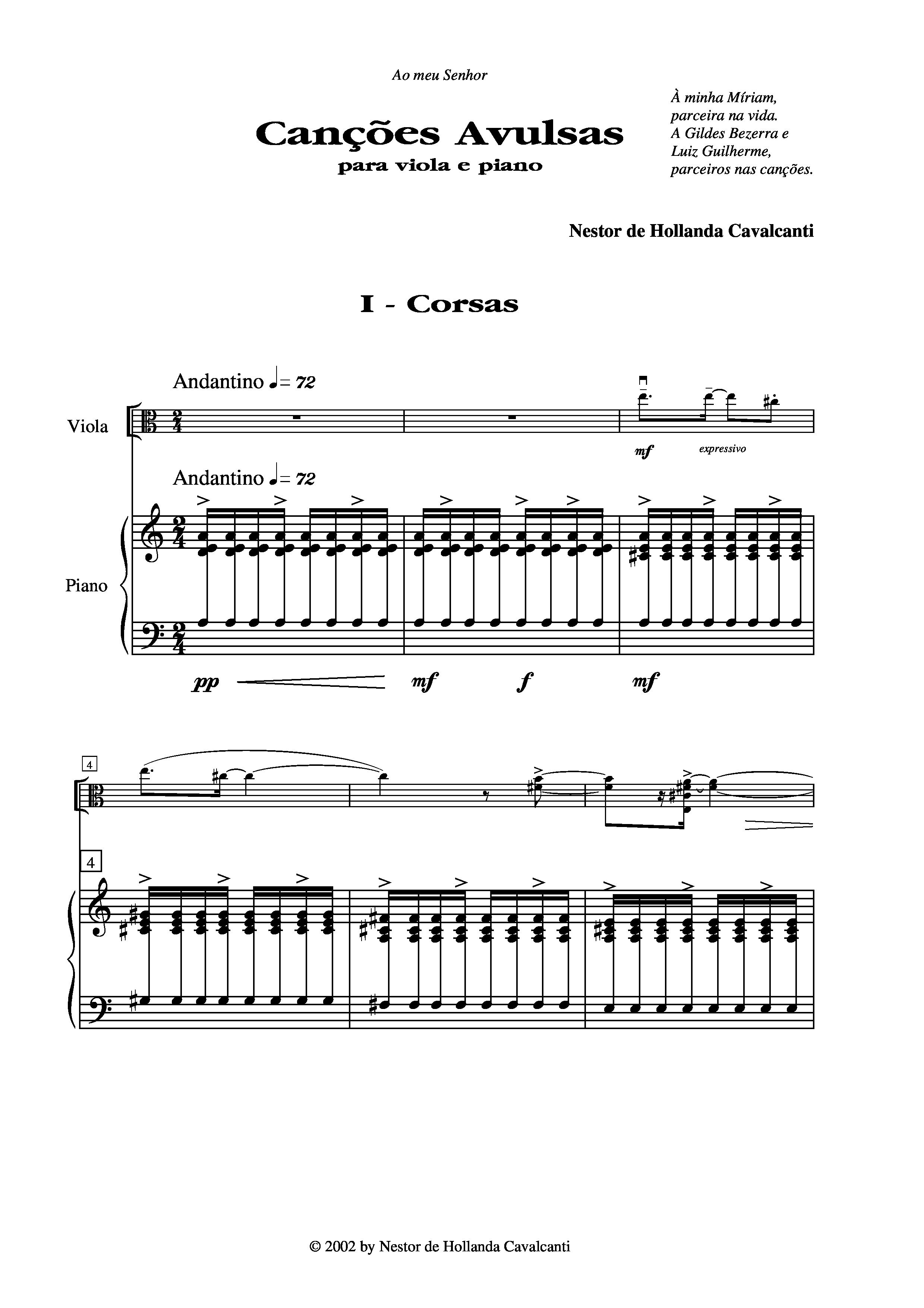 Canções avulsas para viola e piano